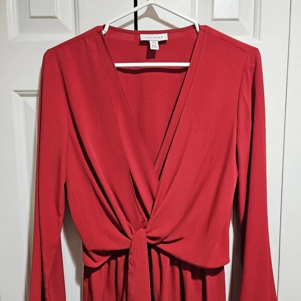 Topshop Tiffany Knot Minidress in Rust Size 4 - Picture 4 of 11